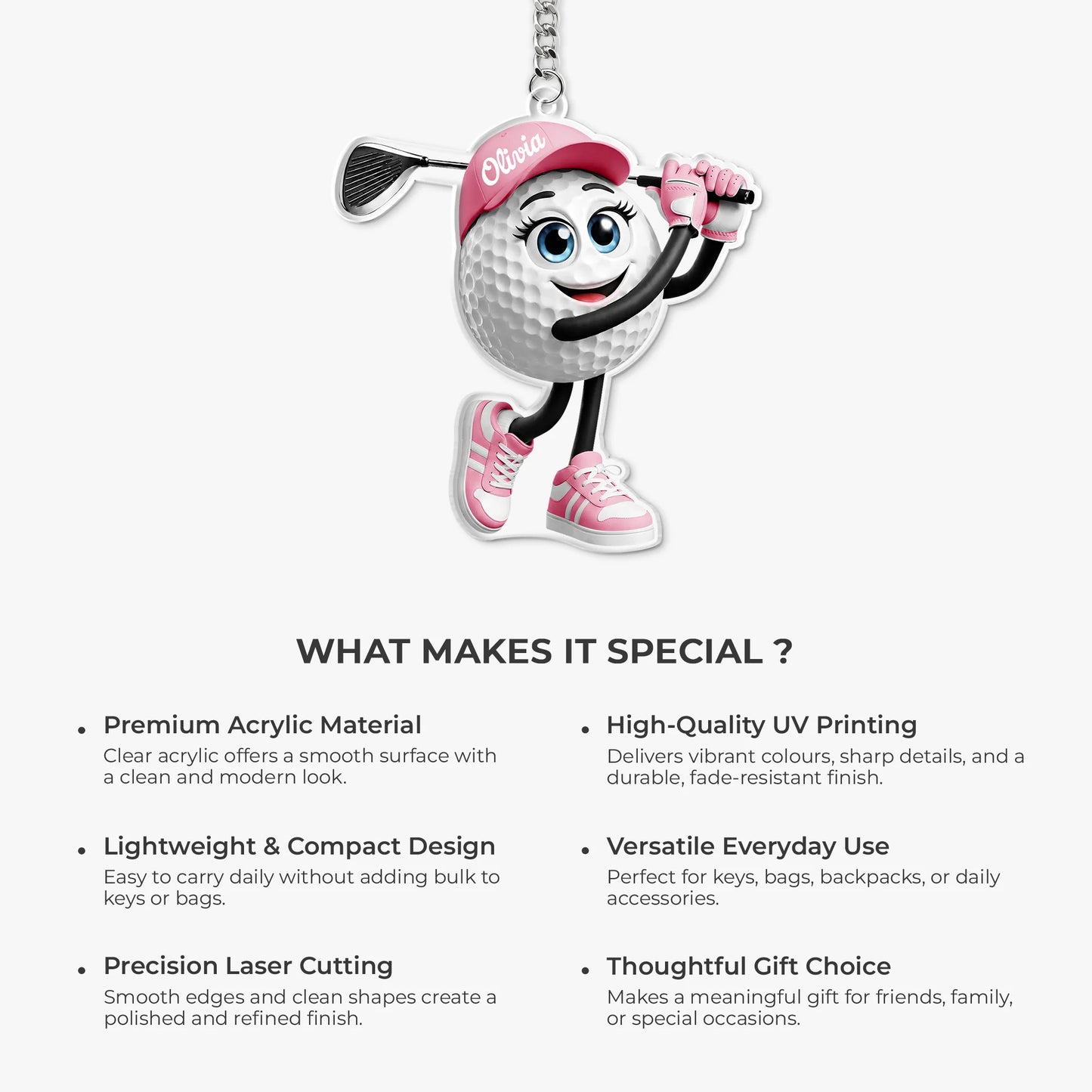 Custom Golf Keychain for Dad with personalized design details for meaningful gifting image 6