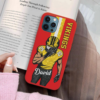 Custom Football Player Phone Case - Personalized Name Number Team Gift for Football Fans