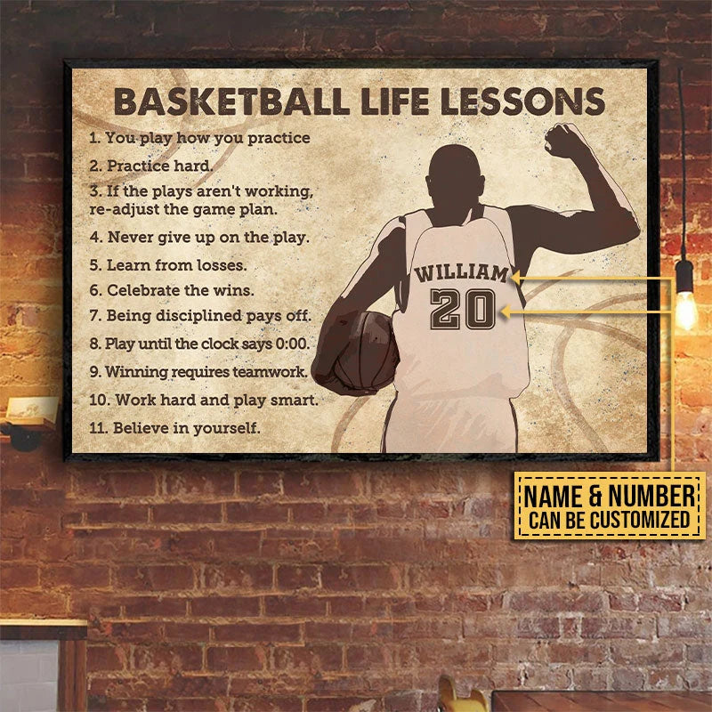 Basketball Life Lessons Personalized Poster / Canvas - Custom Basketball Player Wall Art Gift