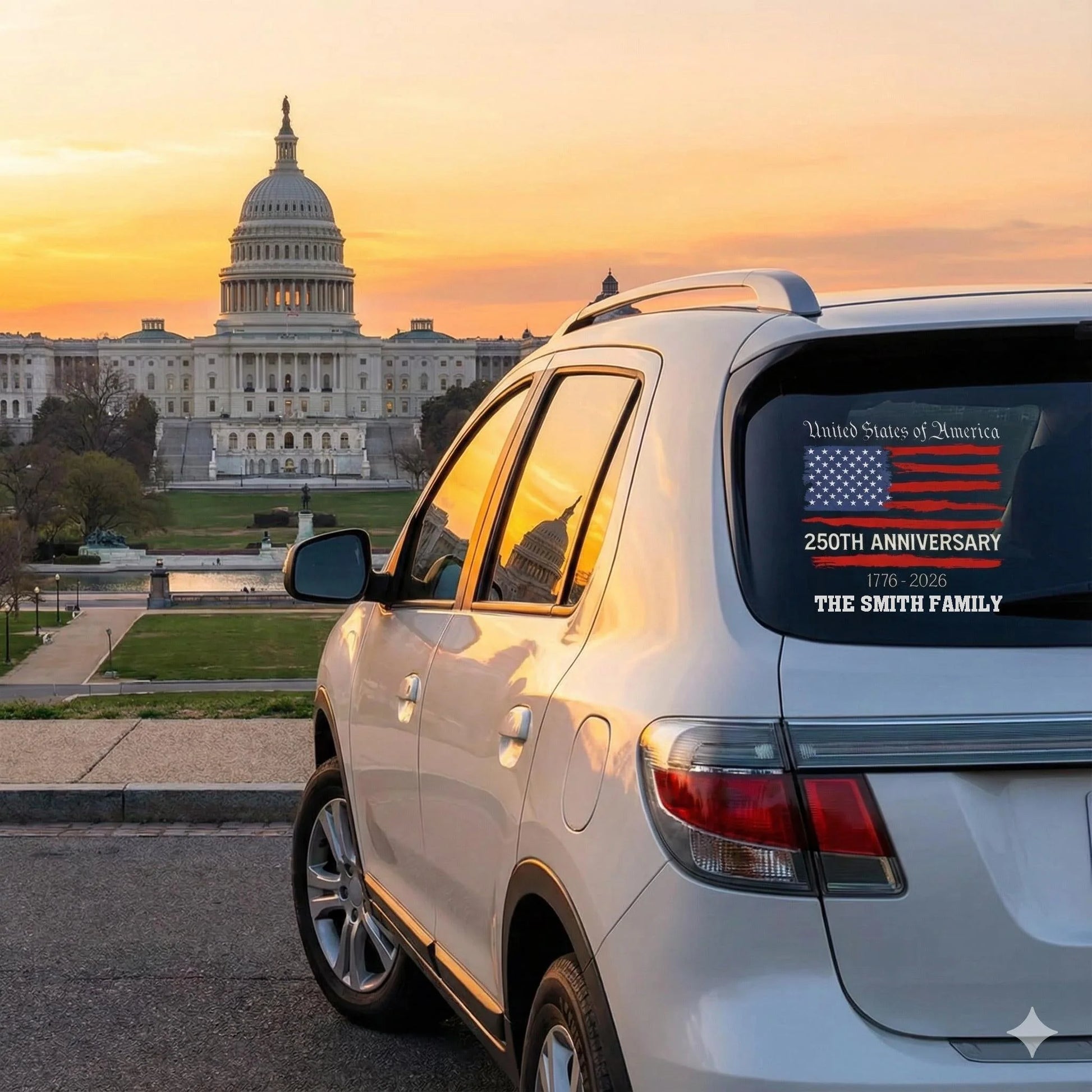 Personalized America 250th Anniversary decal with custom family name for car or fridge image 6