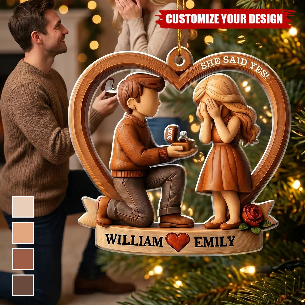 Personalized Proposal Acrylic Ornament personalization view for Couples