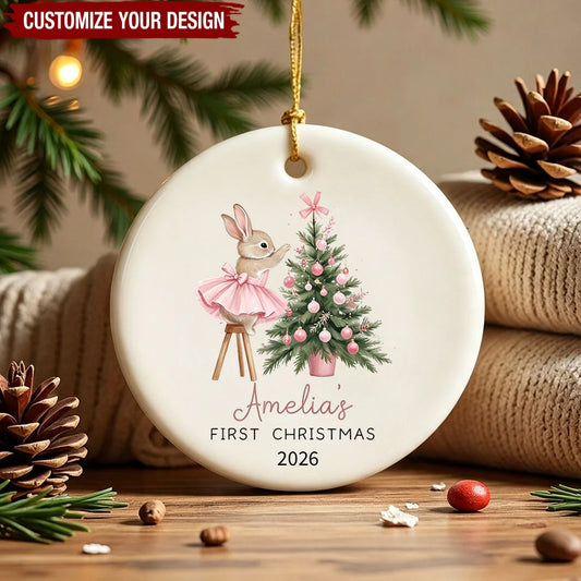 First Christmas Personalized Baby Ceramic Ornament - Custom Name Year Keepsake Gift for Newborn