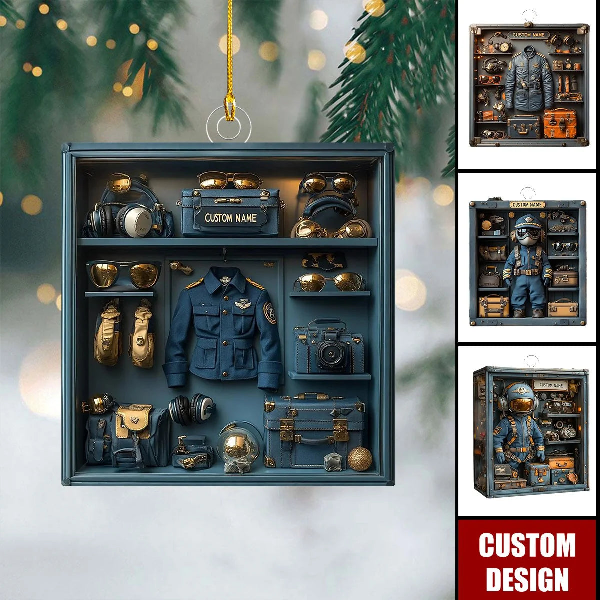Personalized Pilot Aviation Locker Acrylic Ornament - Custom Flight Crew Keepsake Gift
