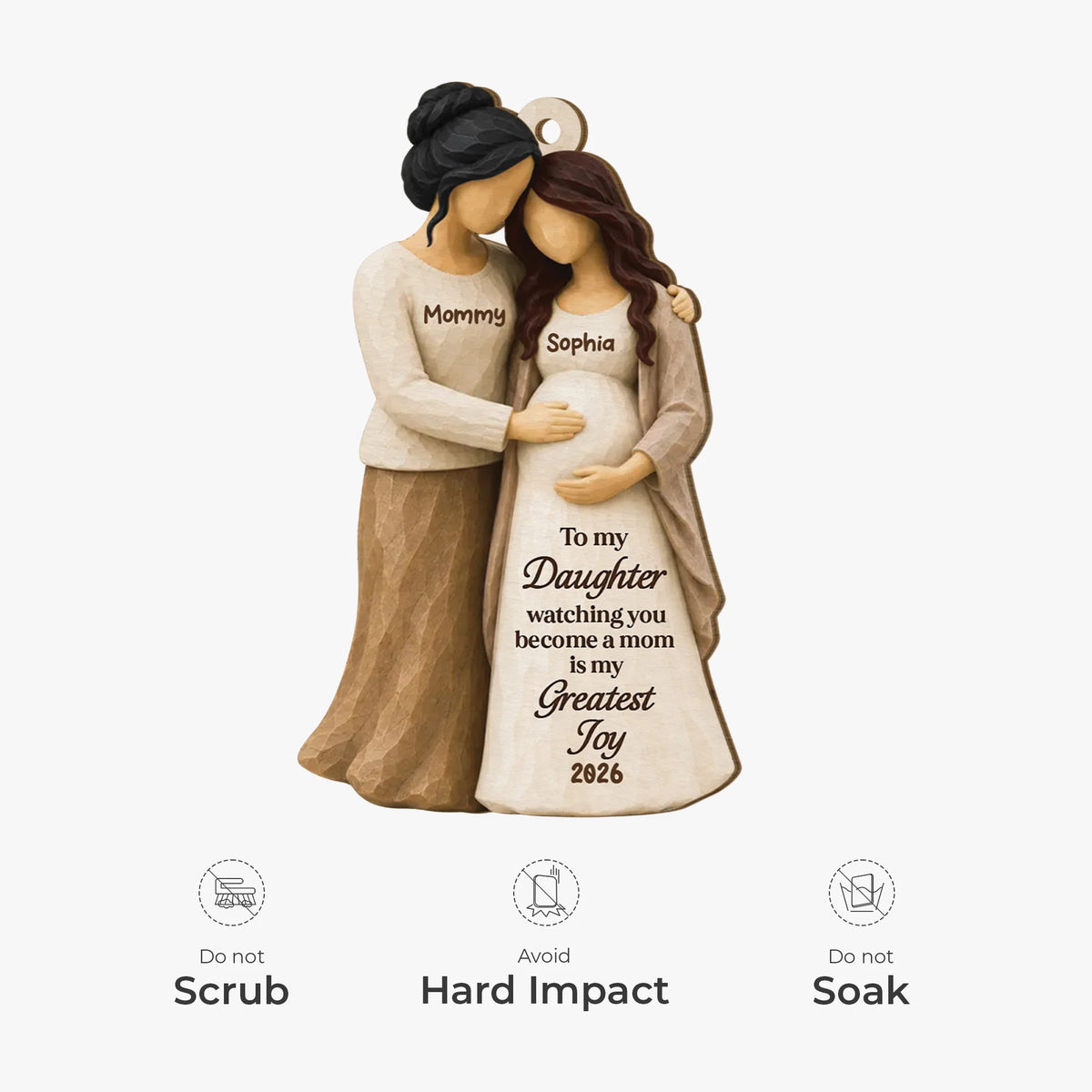 "Watching You Become A Mom" Personalized Wooden Ornament - Christmas Gift for Daughter