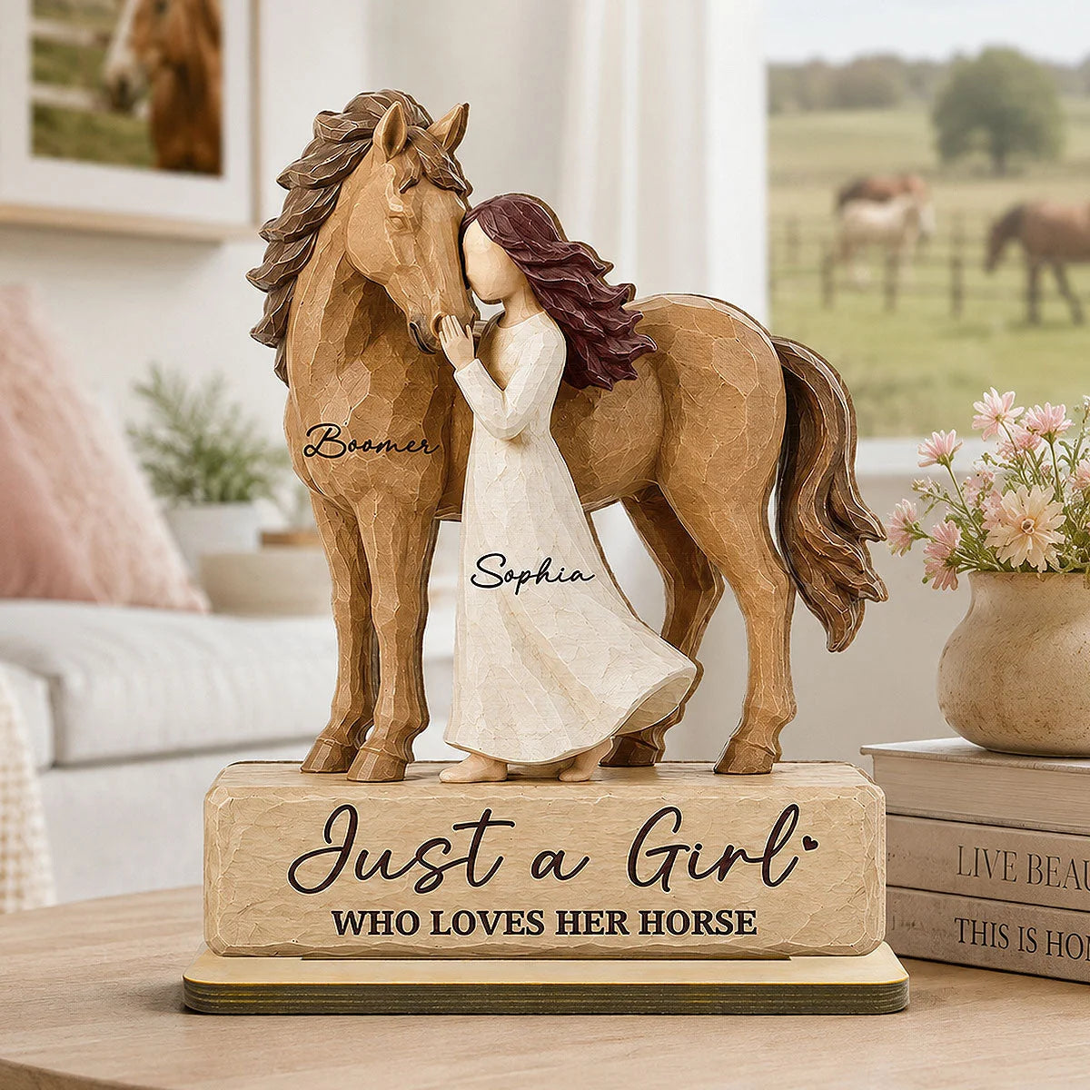 Just a Girl Who Loves Her Horse Personalized Wooden Plaque - Custom Equestrian Gift
