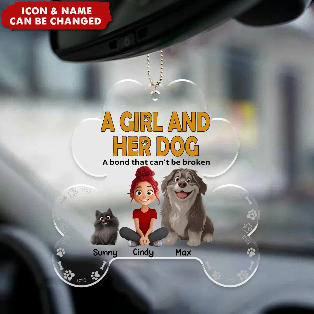 A Girl & Her Dog Unbreakable Bond - Personalized Car Hanger Ornament for Dog Lovers