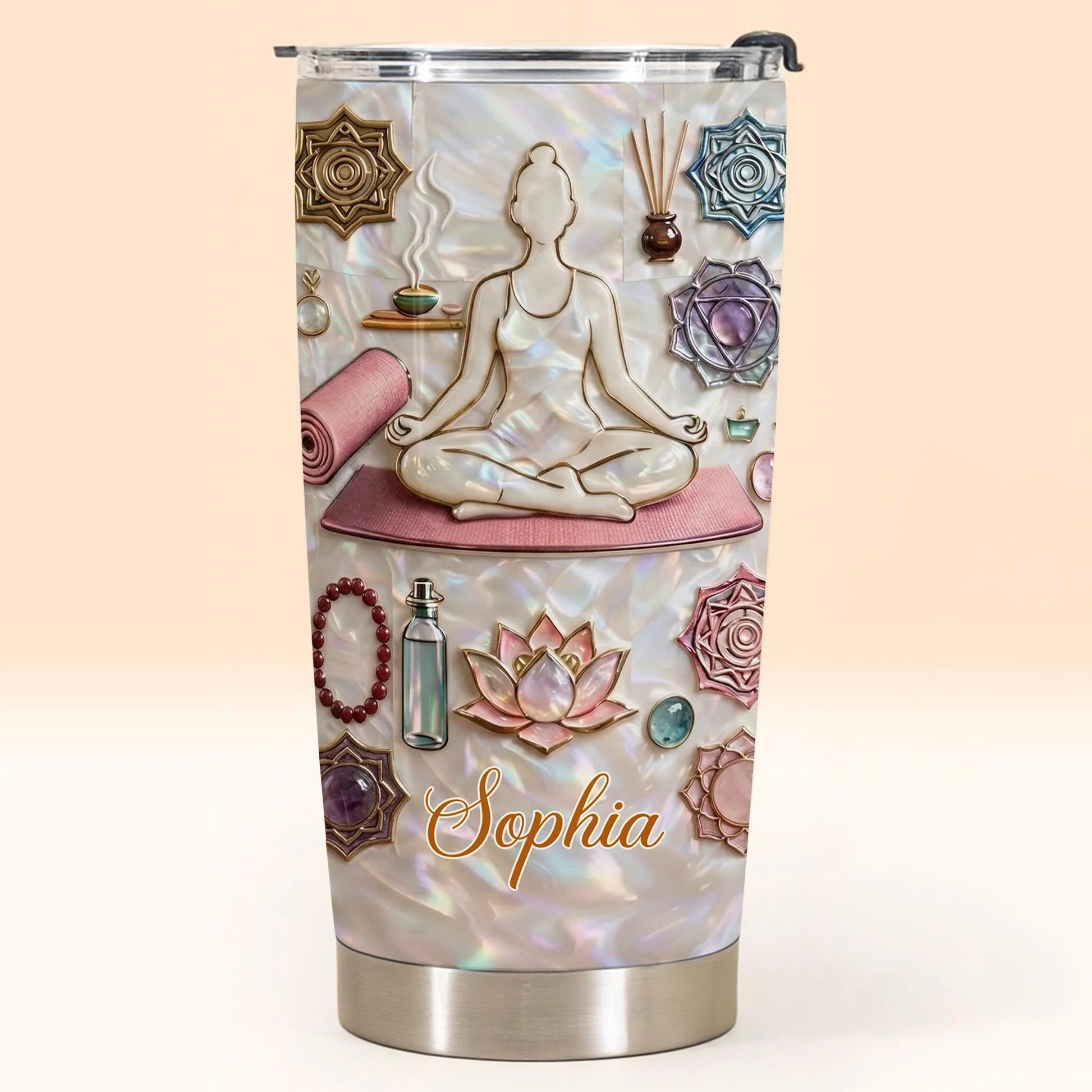 Personalized Yoga Meditation Tumbler personalization view for Mom