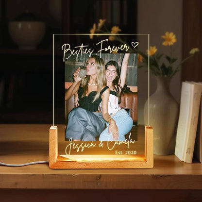 Besties Forever Personalized Photo Night Light - Custom Acrylic Keepsake Gift for Best Friends