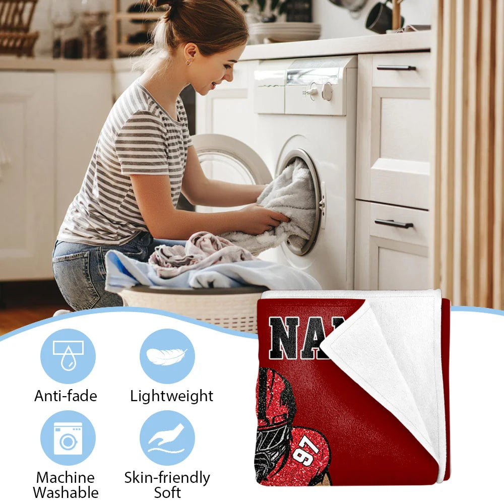 Personalized Football Team Blanket, Football Blanket, Team Football Gift Blanket Na02