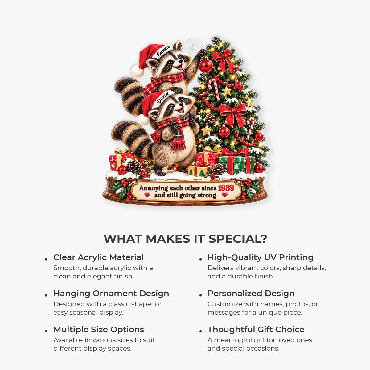 Annoying Each Other Since Ornament Funny Raccoon Couple - Custom Year Anniversary Keepsake Gift