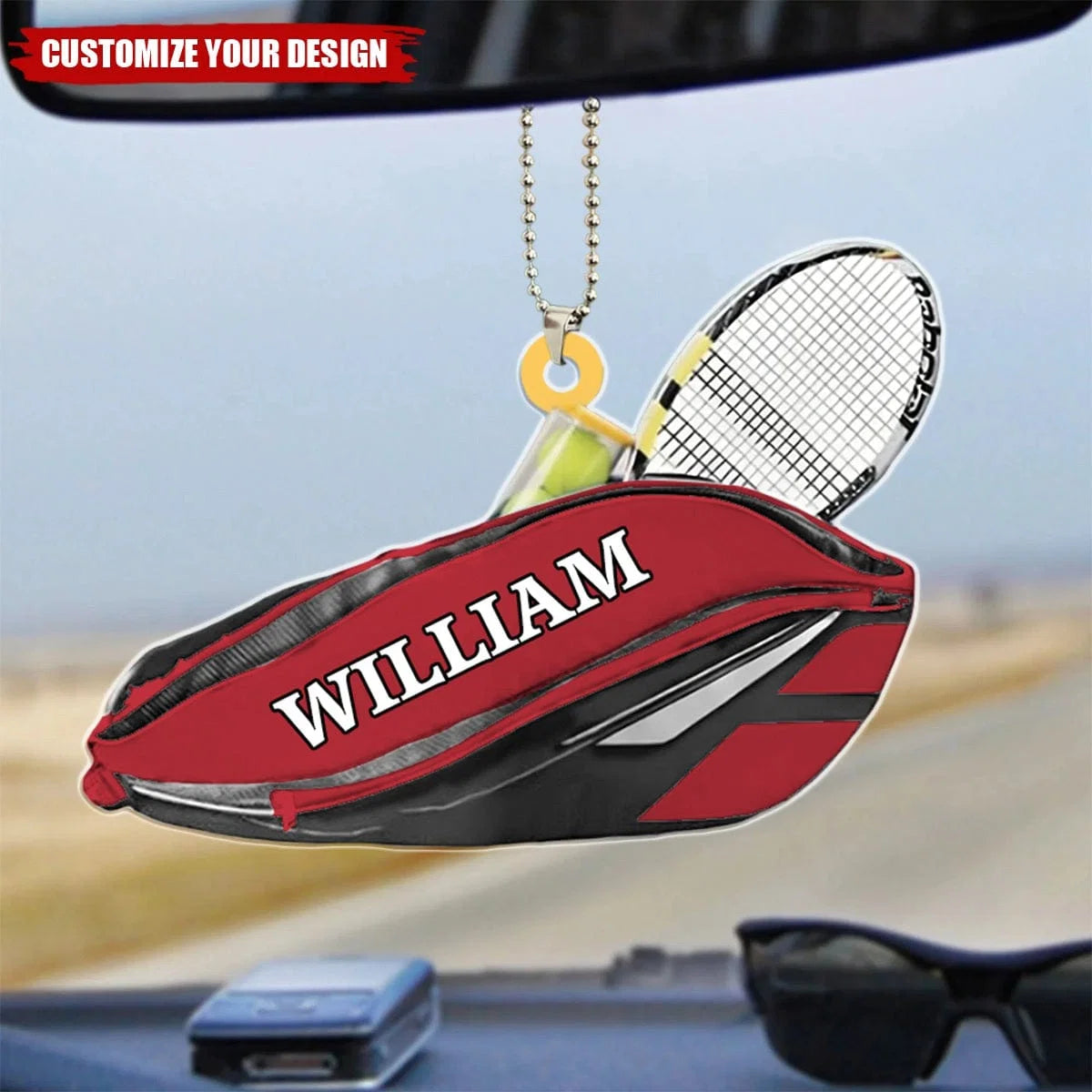 Personalized Tennis Bag Car Ornament - Custom Acrylic Keepsake for Tennis Players and Fans