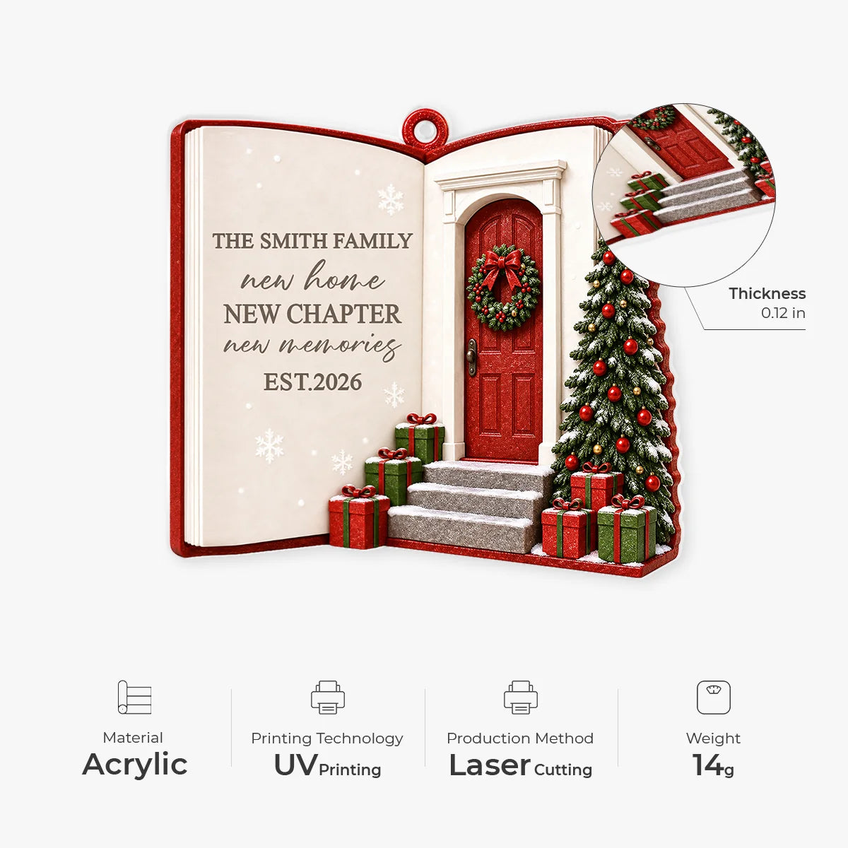 New Home New Chapter Personalized Acrylic Ornament - Custom Family Christmas Keepsake