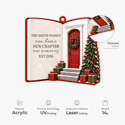 New Home New Chapter Personalized Acrylic Ornament - Custom Family Christmas Keepsake