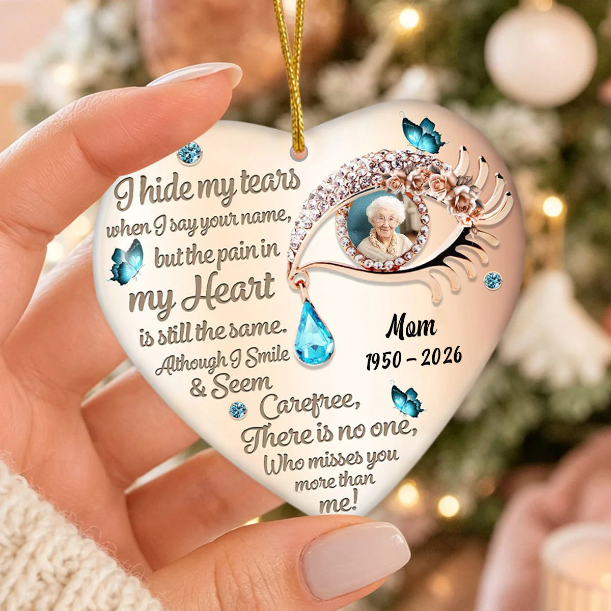 Personalized Memorial Ceramic Ornament personalization view for Mom