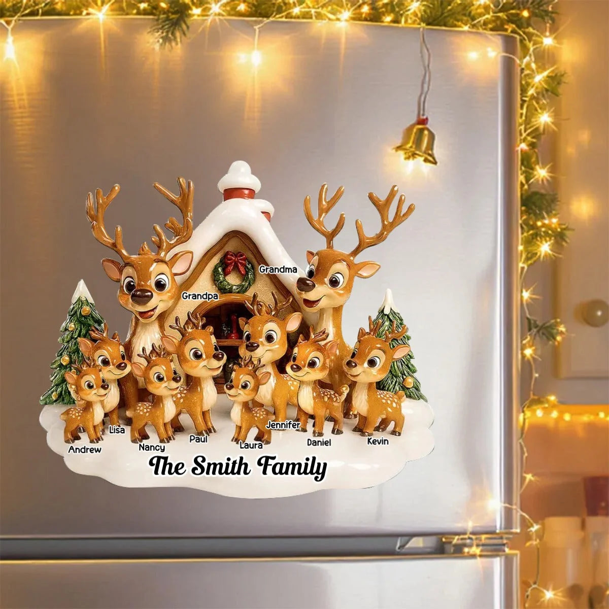 Personalized Christmas Reindeer Family Decal - Custom Holiday Sticker for Grandparents and Parents