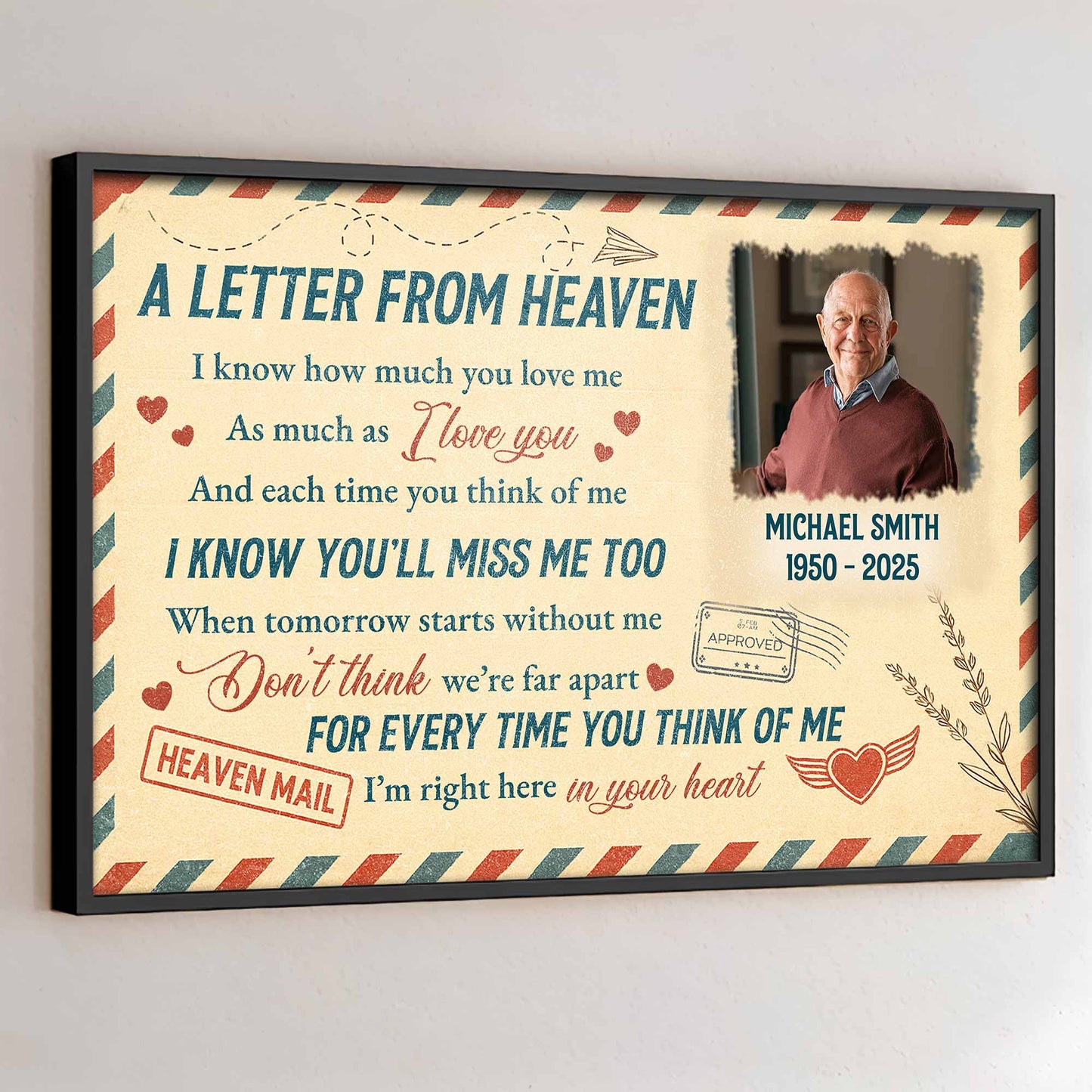 Canvas / Poster material and size view - Personalized Memorial Wall Art