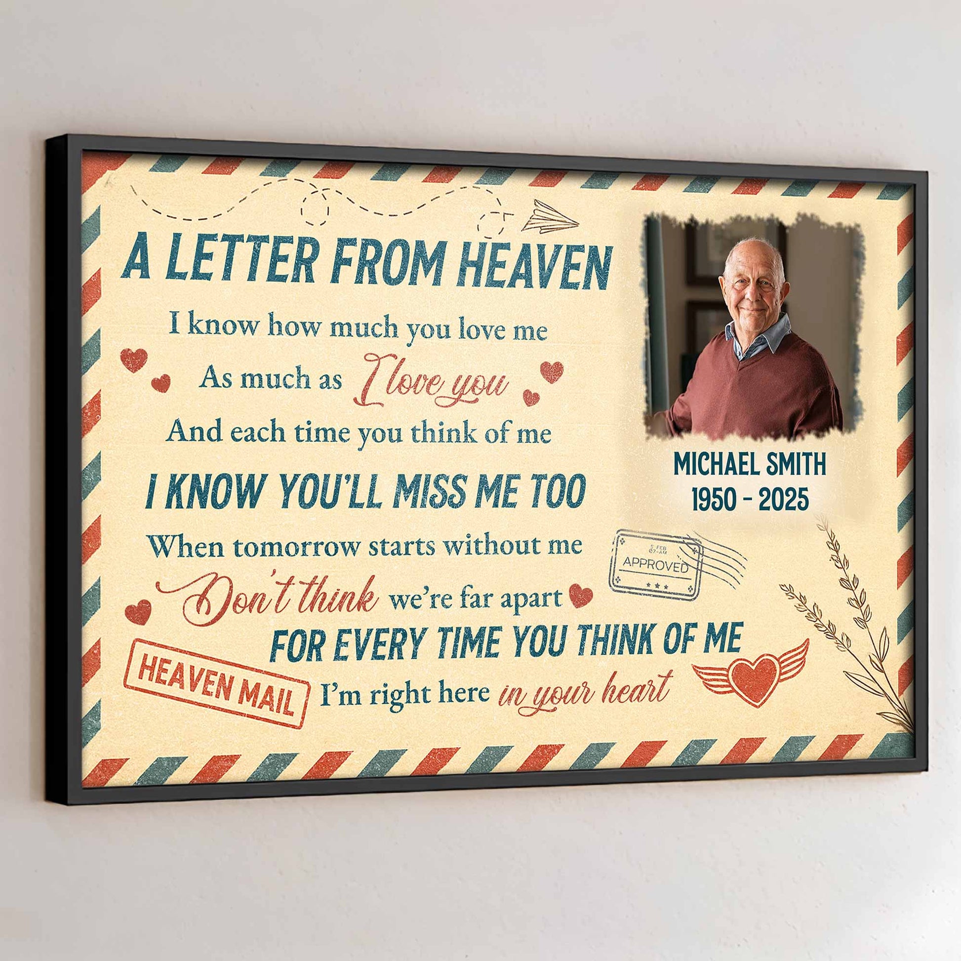 Canvas / Poster material and size view - Personalized Memorial Wall Art