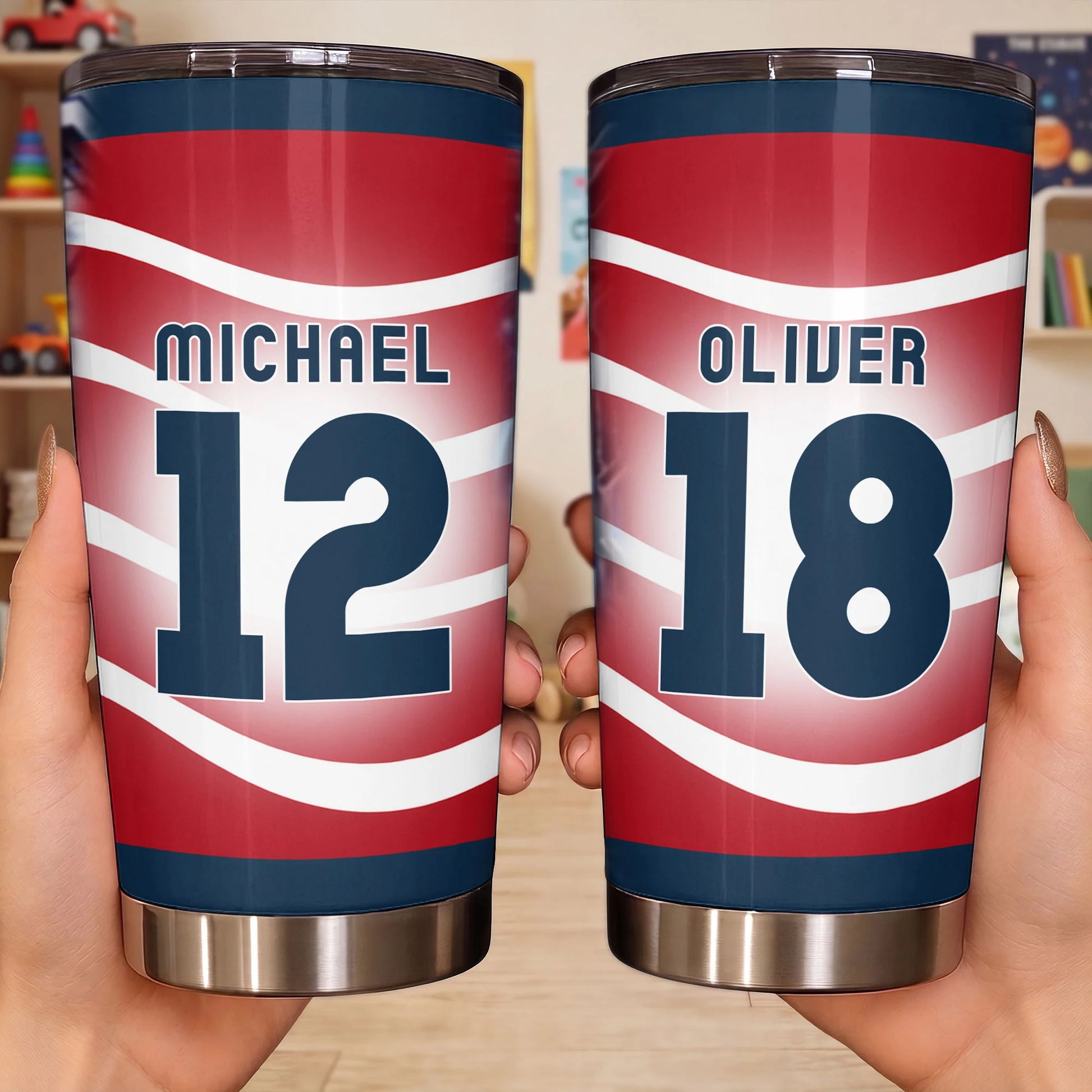 Tumbler material and size view - Personalized Soccer Jersey Tumbler