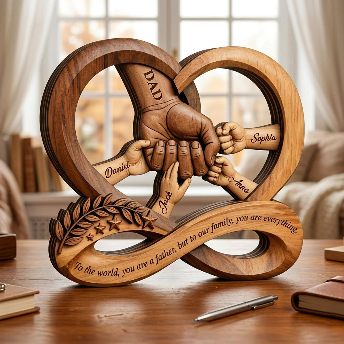 Wood Sign material and size view - Custom Dad Wooden Block