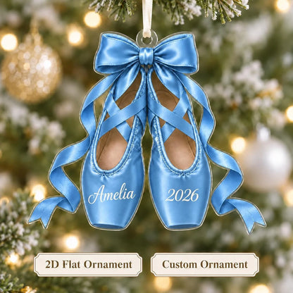 Personalized Ballet Pointe Shoes Christmas Ornament - Custom Name Keepsake for Dancer