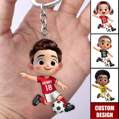 Personalized soccer player acrylic keychain with custom name and jersey number for youth sports team gifts image 8