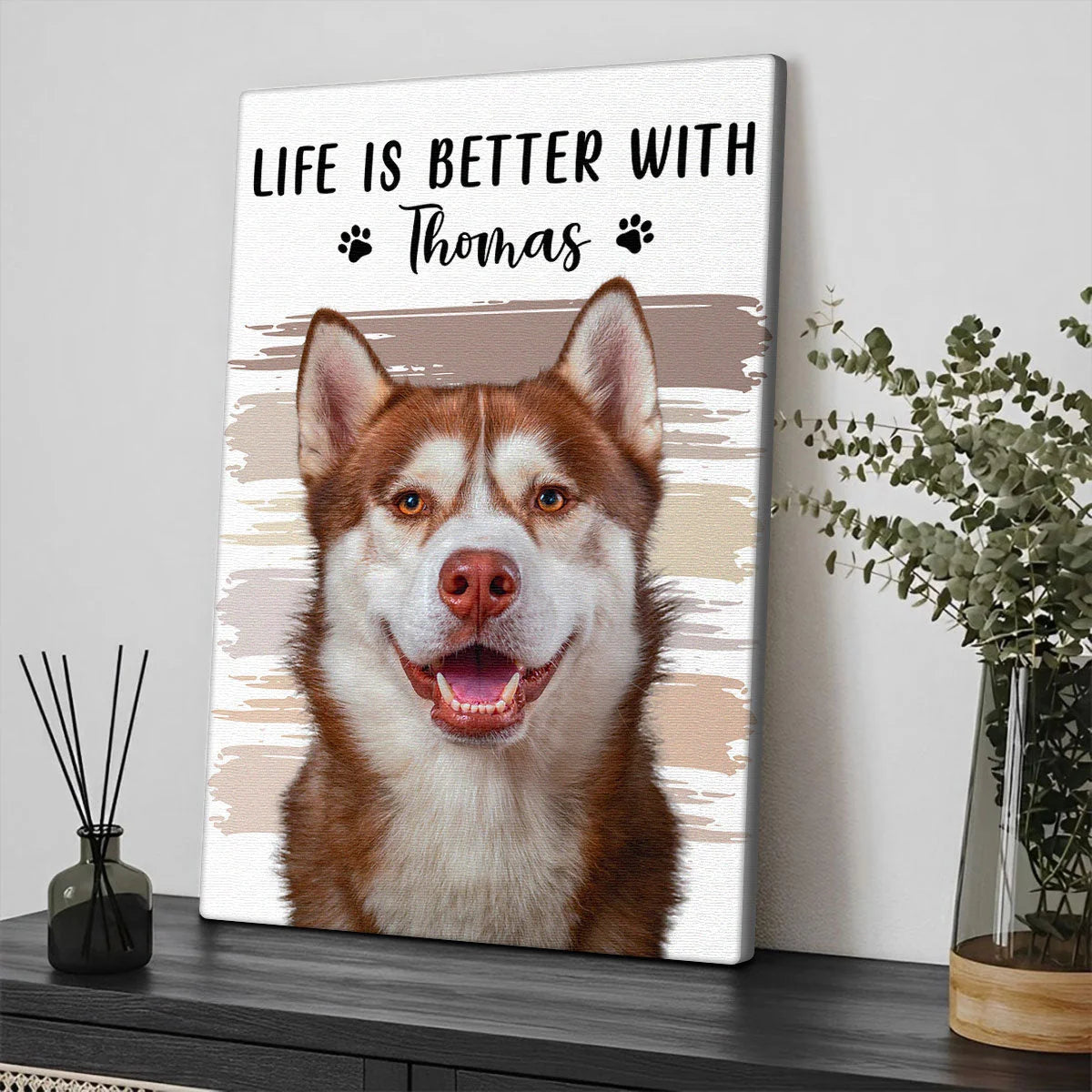 Life Is Better With Custom Dog & Cat Canvas / Poster - Personalized Pet Photo Wall Art Gift