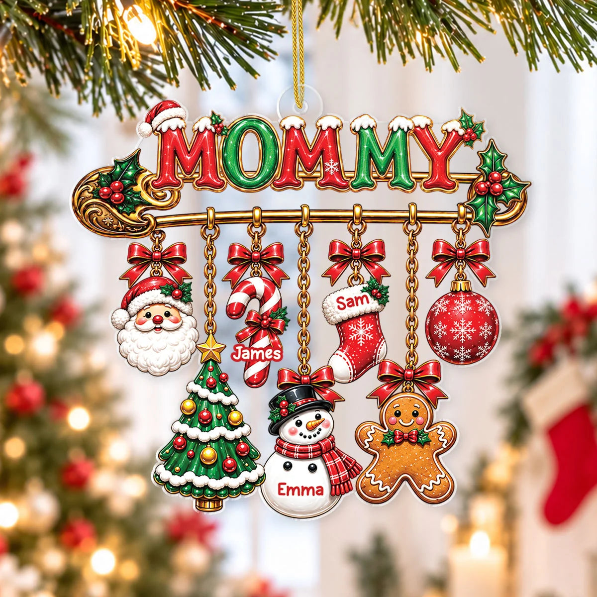Grandma & Mommy Charm Personalized Acrylic Ornament - Grandma & Mommy Keepsake Christmas Gift