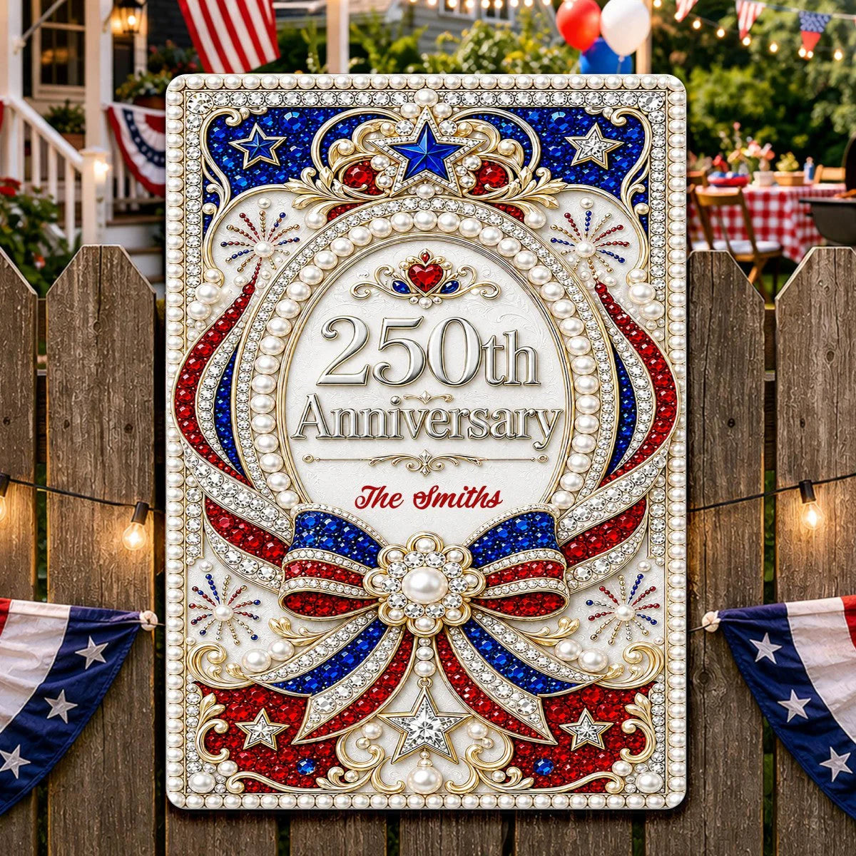 Custom 250Th Anniversary Metal Sign for Family with personalized design details for meaningful gifting