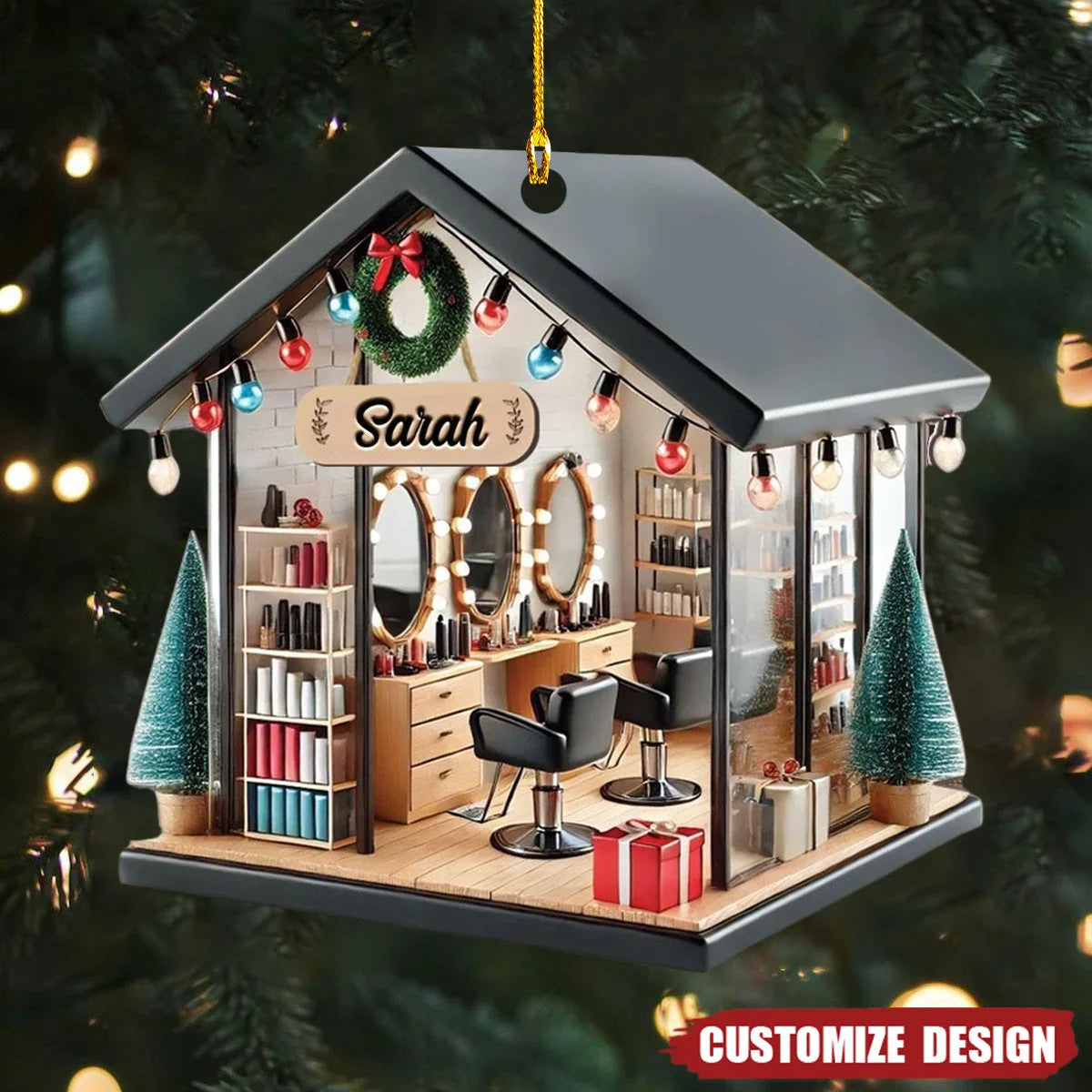 Personalized Hair Salon Acrylic Ornament - Custom Hairdresser Gift Keepsake Decor