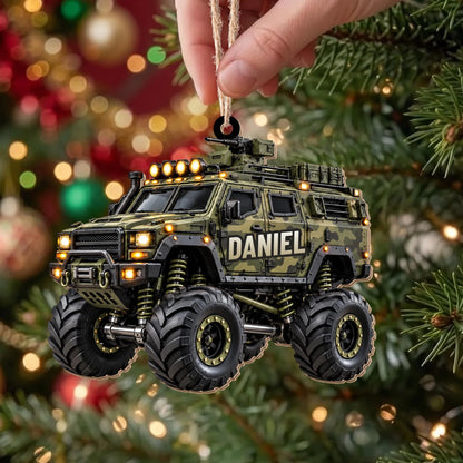 Ready For Adventure Personalized Monster Truck Wood Ornament - Custom Holiday Keepsake Gift for Son Grandson
