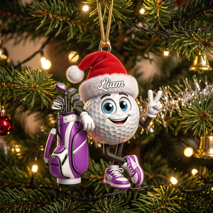 Personalized Golf Ball Acrylic Ornament - Custom Name Victory Gesture Keepsake for Golfers