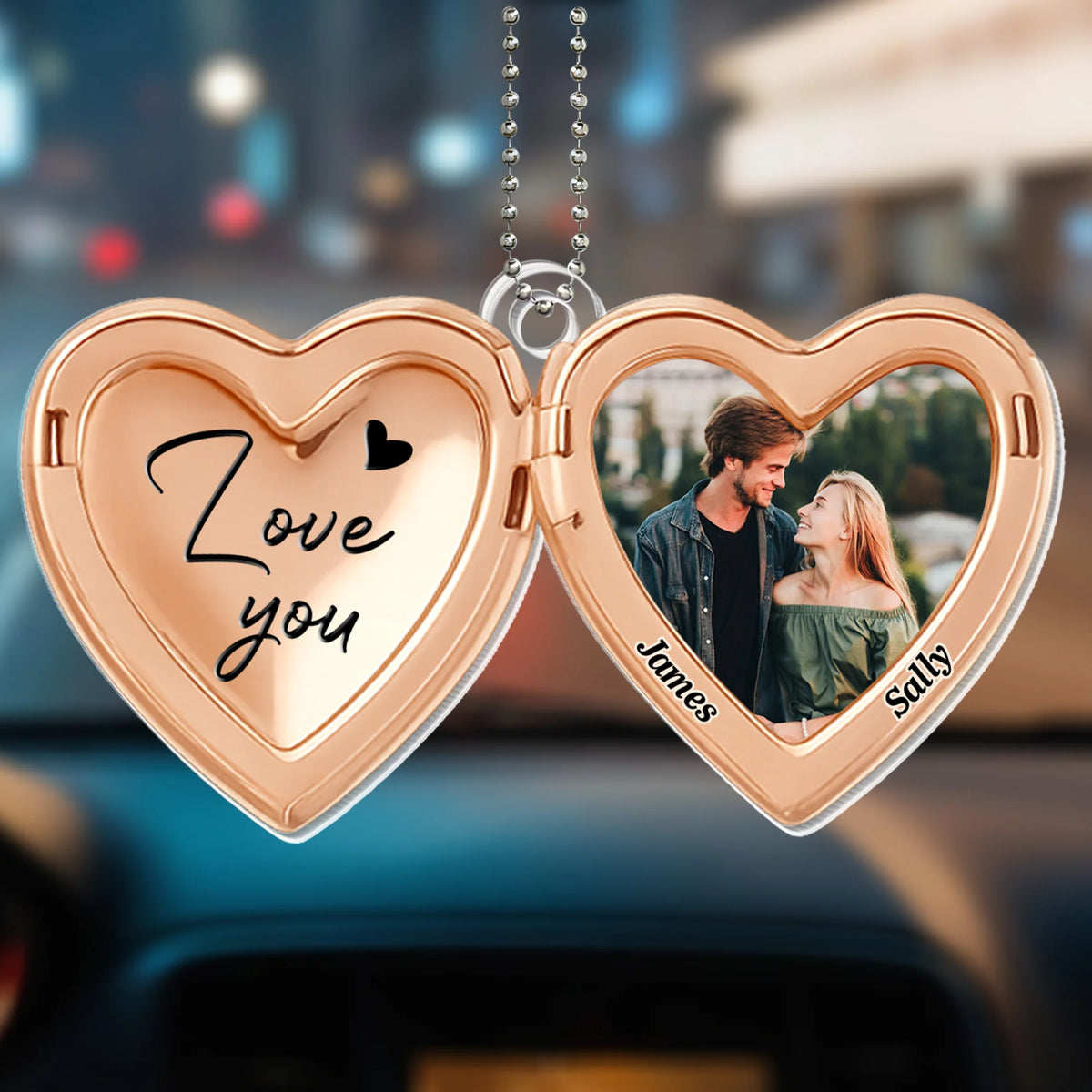 Love You Heart Shaped Photo Ornament