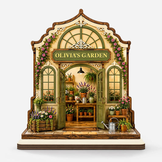 Personalized greenhouse wooden plaque with custom name sign - unique garden decor gift for mom