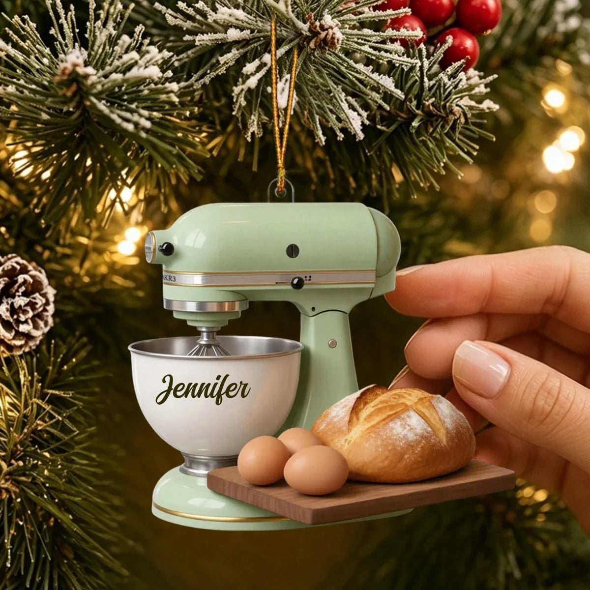 Personalized Retro Kitchen Mixer Ornament - Custom Baker Name Keepsake Christmas Gift
