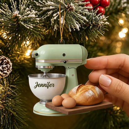 Personalized Retro Kitchen Mixer Ornament - Custom Baker Name Keepsake Christmas Gift