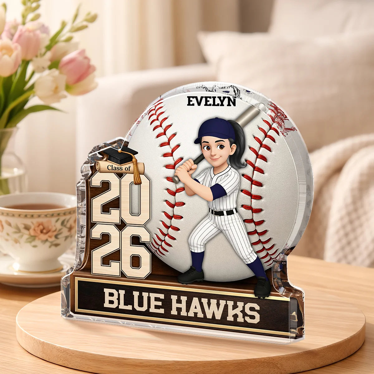 Custom Baseball Graduation Acrylic Plaque personalization view for Son/Grandson