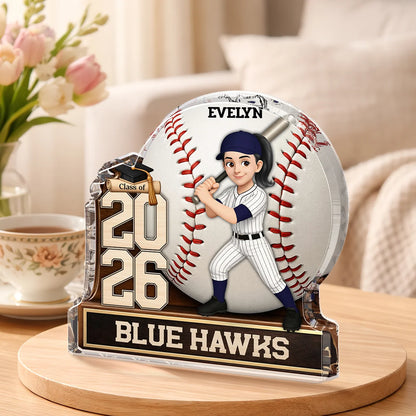 Custom Baseball Graduation Acrylic Plaque personalization view for Son/Grandson
