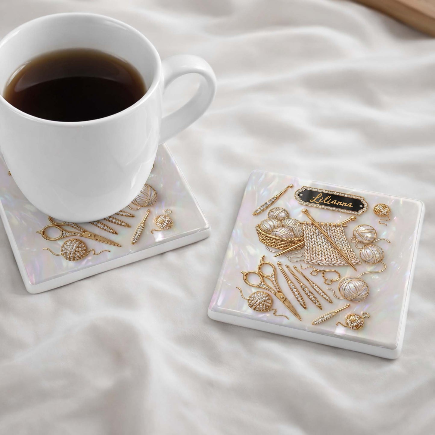 Custom Crochet Coaster for Mom with personalized design details for meaningful gifting image 7