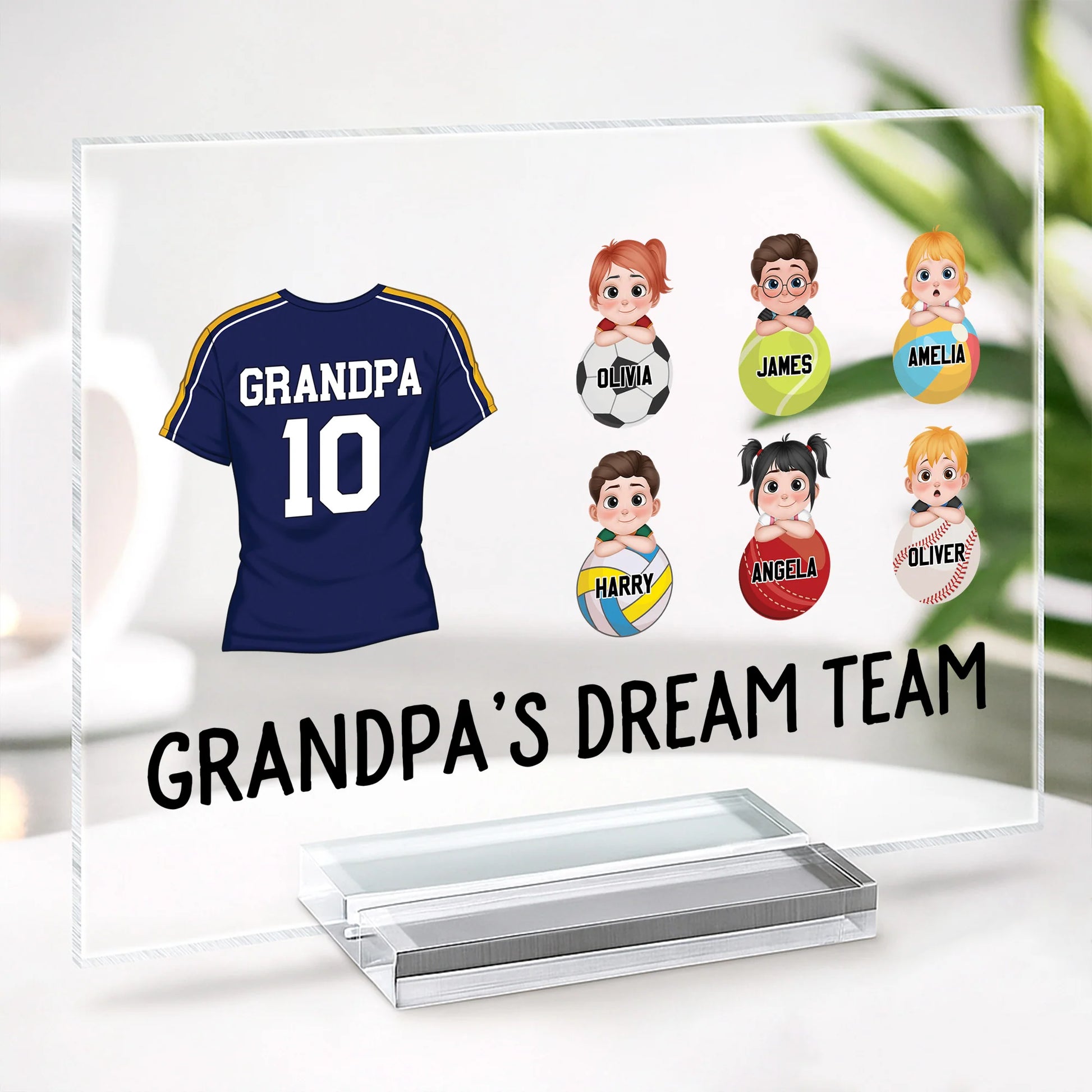 Daddy's Dream Team Personalized Acrylic Plaque - Custom Gift for Dad & Grandpa