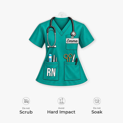 Personalized Medical Scrubs Acrylic Ornament - Custom Nurse Christmas Keepsake Gift