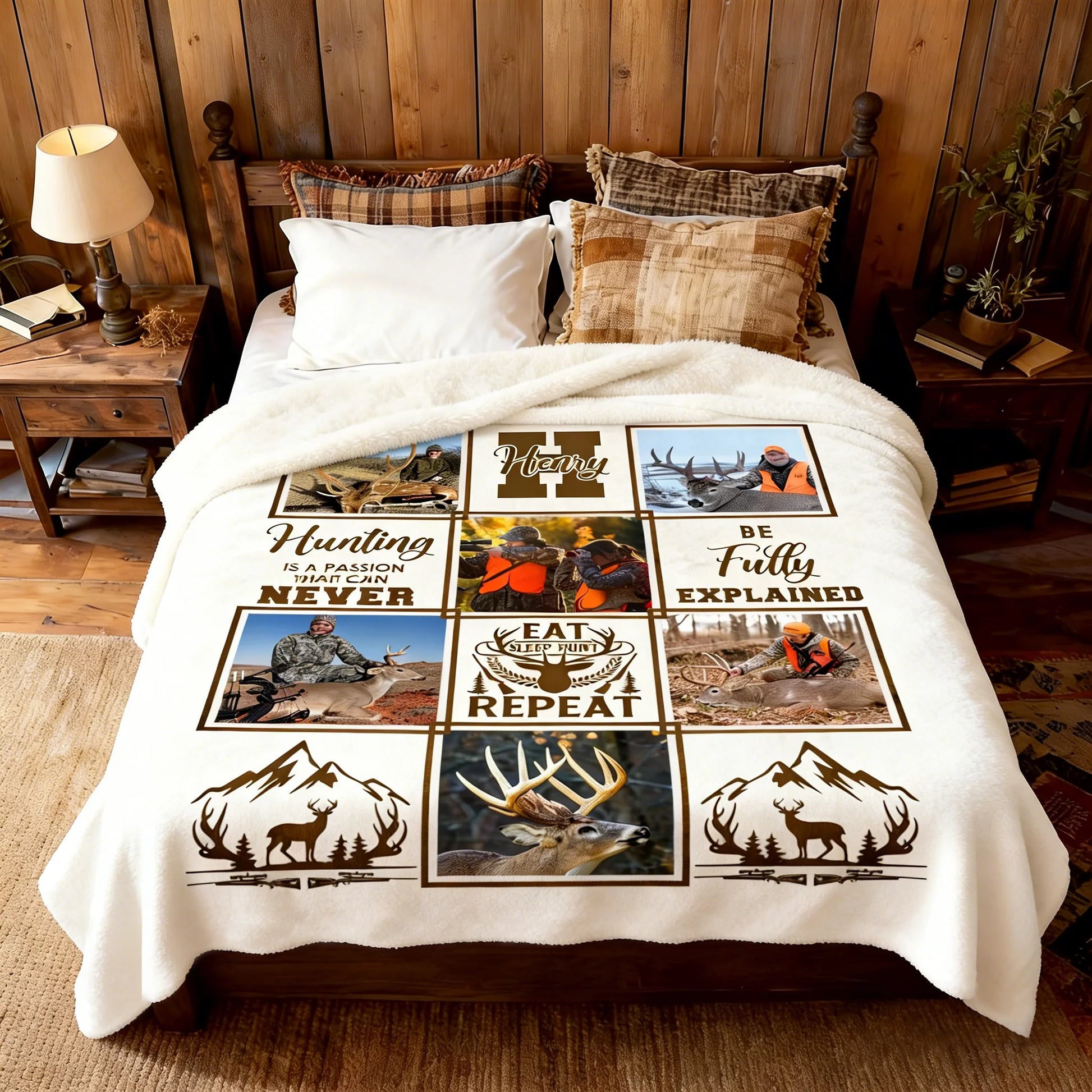 Personalized deer hunting blanket with custom photo collage print - unique hunting gift for dad or husband image 7