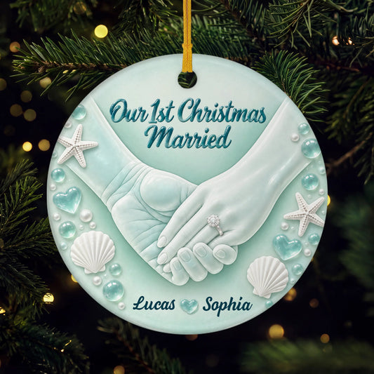 Our 1st Christmas Married Personalized Ceramic Ornament - Holiday Keepsake for Couples