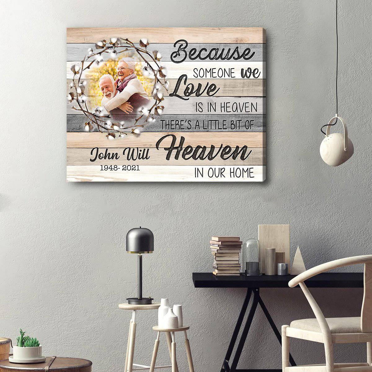 "Because Someone We Love Is In Heaven" Personalized Memorial Canvas / Poster - Custom Family Sympathy Keepsake Gift