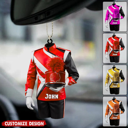 Personalized Marching Band Uniform Car Ornament - Custom Name Keepsake Gift for Band Leader & Music Lover