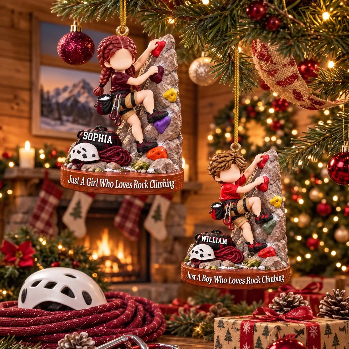 Just A Boy Girl Rock Climbing Personalized Ornament - Custom Climber Gift for Kids