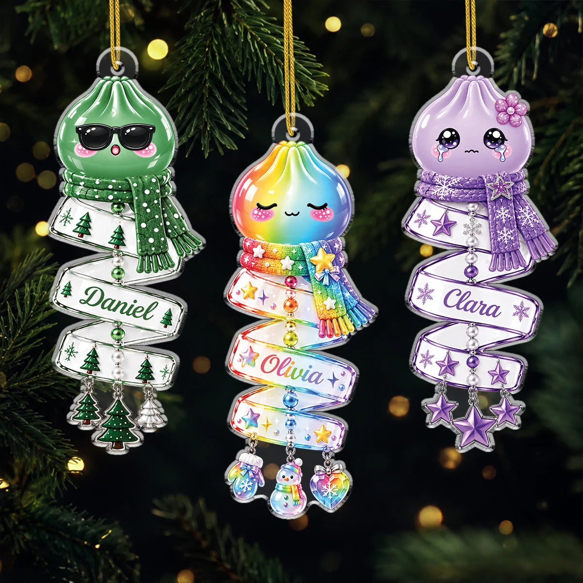 Cute Kawaii Dumpling Acrylic Ornament - Personalized Christmas Gift for Kids