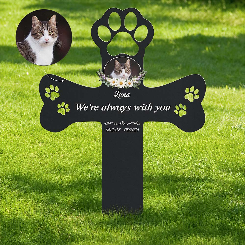 "Forever In Our Hearts" Custom Pet Memorial Metal Stake - Custom Photo Gift for Dog Lovers