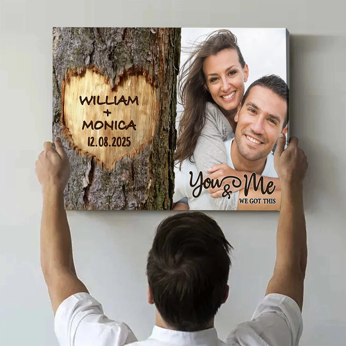 You & Me We Got This Personalized Couple Canvas / Poster - Custom Tree Carving Print for Anniversary