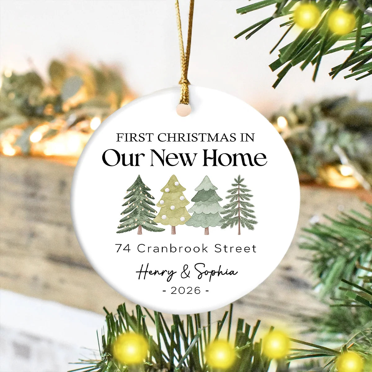Personalized Our First Christmas in Our New Home Ornament - Custom Ceramic Couples Keepsake Gift for New Homeowners