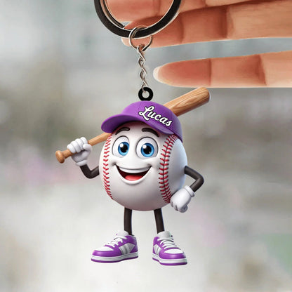 Batter Up Stance Personalized Baseball Softball Acrylic Keychain - Custom Gift for Kids and Players